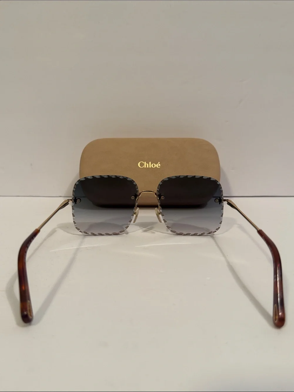 Chloe CE161S Women's Scalloped Gold Frame Sunglasses with Gradient Lenses